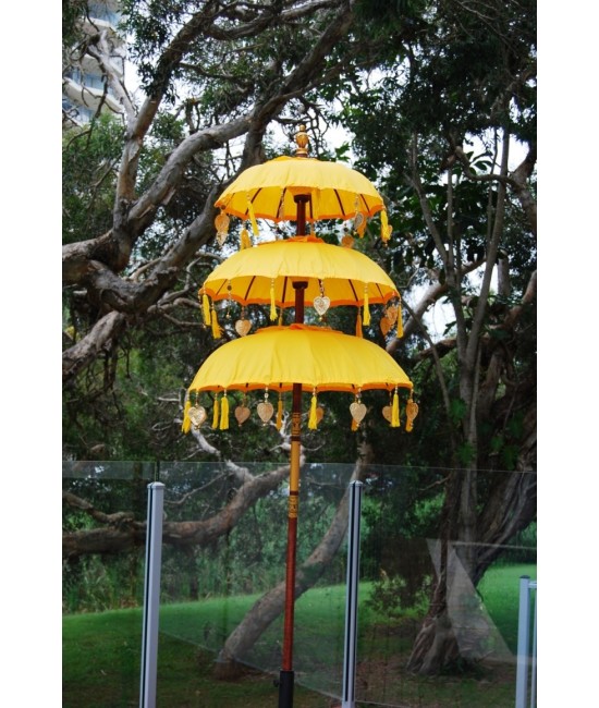 Yellow Triple Tier Bali Umbrella