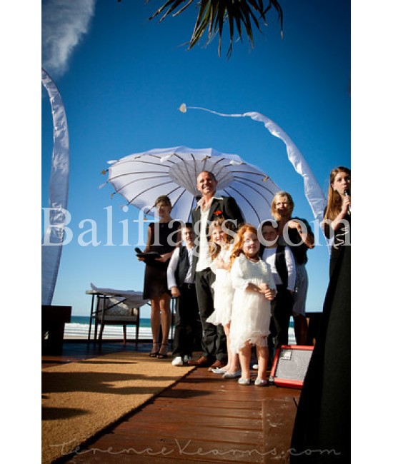 White Bali Wedding Flag 