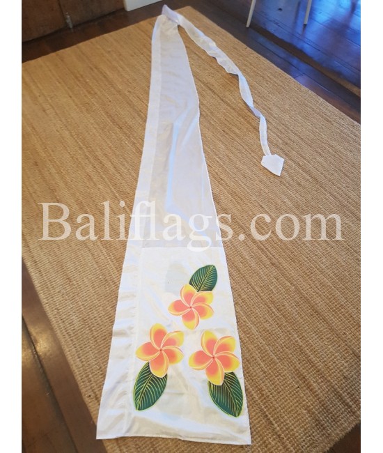 White Bali Frangipani Flag Hand Painted