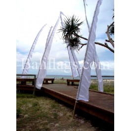 White Bali Wedding Flag 