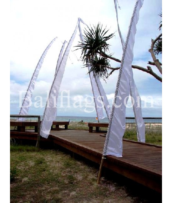 White Bali Wedding Flag 